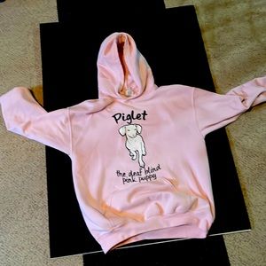 Piglet the deaf and blink pink puppy sweatshirt size M